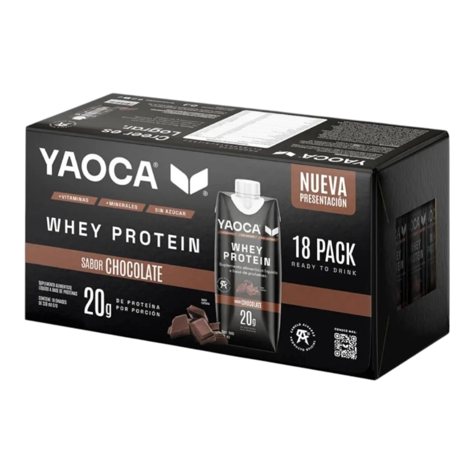 YAOCA Chocolate 330ml — Suplemento Alimenticio en Paquete de 18 Piezas 1 YAOCA Chocolate 330ml